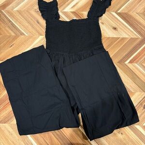 LOFT Black Ruffled Jumpsuit
